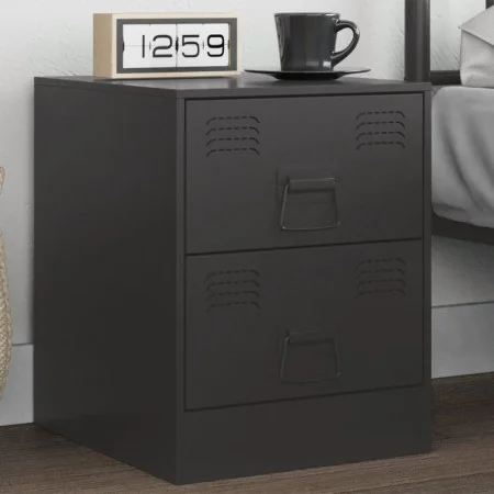 Mesita de noche acero negra 34,5x39x44 cm de vidaXL, Mesitas de noche - Ref: Foro24-841619, Precio: 51,23 €, Descuento: %