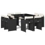 Set de comedor de jardín 9 pzas y cojines ratán sintético negro by vidaXL, Garden sets - Ref: Foro24-3277961, Price: 437,33 €...