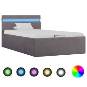 Cama canapé hidráulica almacenaje y LED tela gris topo 90x200cm