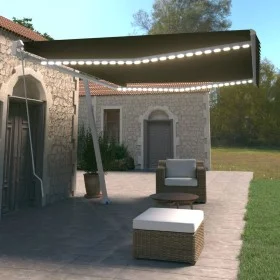 Manual retractable awning with LED anthracite gray 500x350 cm by vidaXL, Awnings - Ref: Foro24-3069664, Price: 616,06 €, Disc...