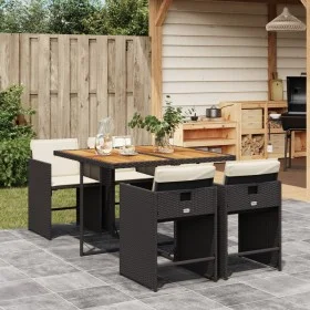 5-teiliges Gartenmöbel-Set mit schwarzen synthetischen Rattankissen von vidaXL, Gartensets - Ref: Foro24-3277850, Preis: 301,...