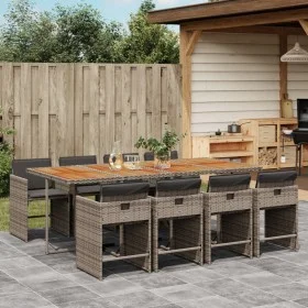 Garten-Essgruppe 9-teilig und graue synthetische Rattankissen von vidaXL, Gartensets - Ref: Foro24-3277873, Preis: 715,04 €, ...