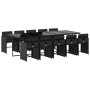 Set de comedor jardín 11 pzas con cojines ratán sintético negro