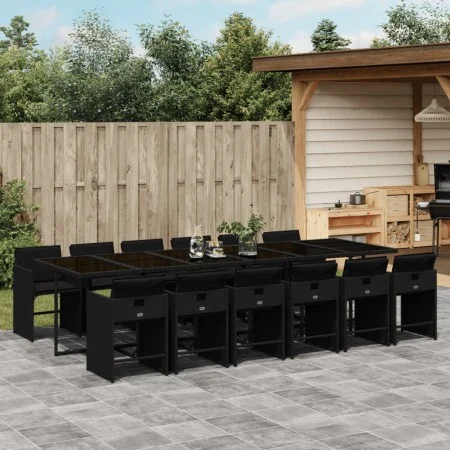 Garden dining set with cushions 13 pieces black synthetic rattan by vidaXL, Garden sets - Ref: Foro24-3277890, Price: 831,25 ...