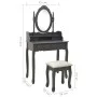 Dressing table and stool set in gray paulownia wood, 75x69x140 cm. by vidaXL, Bedroom Dressers - Ref: Foro24-289317, Price: 1...