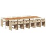 Set comedor de jardín con cojines 13 pzas ratán sintético beige