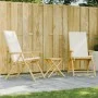 3-teiliges Klapp-Bistro-Set aus Bambus mit cremeweißen Kissen von vidaXL, Gartensets - Ref: Foro24-3208937, Preis: 252,42 €, ...