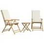 3-teiliges Klapp-Bistro-Set aus Bambus mit cremeweißen Kissen von vidaXL, Gartensets - Ref: Foro24-3208937, Preis: 252,42 €, ...