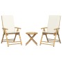 3-teiliges Klapp-Bistro-Set aus Bambus mit cremeweißen Kissen von vidaXL, Gartensets - Ref: Foro24-3208937, Preis: 213,50 €, ...