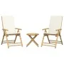 3-teiliges Klapp-Bistro-Set aus Bambus mit cremeweißen Kissen von vidaXL, Gartensets - Ref: Foro24-3208937, Preis: 252,42 €, ...