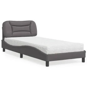 Cama con colchón cuero sintético gris 90x190 cm de vidaXL, Camas y somieres - Ref: Foro24-3208692, Precio: 272,02 €, Descuent...