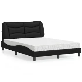Bed with black synthetic leather mattress 140x190 cm by vidaXL, Beds and slatted bases - Ref: Foro24-3208717, Price: 438,48 €...