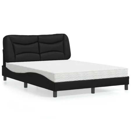 Bed with black synthetic leather mattress 140x190 cm by vidaXL, Beds and slatted bases - Ref: Foro24-3208717, Price: 438,48 €...