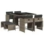 Garden dining set 9 pieces and gray synthetic rattan cushions by vidaXL, Garden sets - Ref: Foro24-3277903, Price: 438,23 €, ...