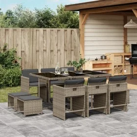 Garden dining set 11 pieces and gray synthetic rattan cushions by vidaXL, Garden sets - Ref: Foro24-3277915, Price: 595,94 €,...