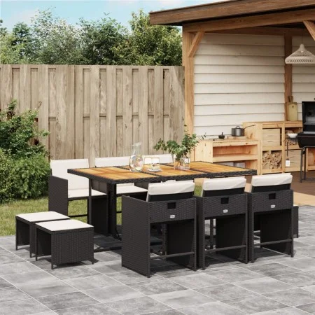 11-piece garden dining set with black synthetic rattan cushions by vidaXL, Garden sets - Ref: Foro24-3277922, Price: 542,78 €...