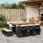 11-piece garden dining set with black synthetic rattan cushions by vidaXL, Garden sets - Ref: Foro24-3277922, Price: 542,78 €...