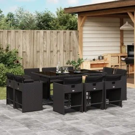 11-piece garden dining set with black synthetic rattan cushions by vidaXL, Garden sets - Ref: Foro24-3277974, Price: 576,88 €...