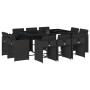 Set de comedor jardín 11 pzas con cojines ratán sintético negro