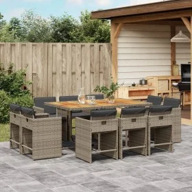 Garden dining set 11 pieces and gray synthetic rattan cushions by vidaXL, Garden sets - Ref: Foro24-3277981, Price: 722,87 €,...