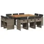 Set de comedor de jardín 11 pzas y cojines ratán sintético gris de vidaXL, Conjuntos de jardín - Ref: Foro24-3277981, Precio:...
