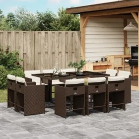 Garden dining set 11 pieces and brown synthetic rattan cushions by vidaXL, Garden sets - Ref: Foro24-3277976, Price: 690,56 €...