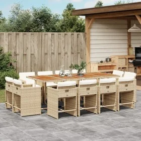 Garden dining set with cushions 13 pieces beige synthetic rattan by vidaXL, Garden sets - Ref: Foro24-3277995, Price: 966,08 ...