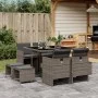 Set comedor jardín 9 pzas y cojines ratán sintético gris de vidaXL, Conjuntos de jardín - Ref: Foro24-3277723, Precio: 458,70...