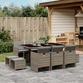 Garden dining set 11 pieces and gray synthetic rattan cushions by vidaXL, Garden sets - Ref: Foro24-3277735, Price: 637,04 €,...