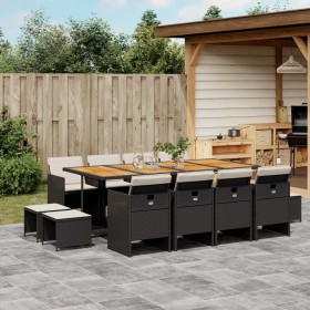 Garden dining set with cushions 13 pieces black synthetic rattan by vidaXL, Garden sets - Ref: Foro24-3277754, Price: 852,25 ...