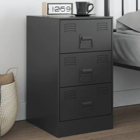 Mesita de noche acero negra 34,5x39x62 cm de vidaXL, Mesitas de noche - Ref: Foro24-841775, Precio: 103,03 €, Descuento: %