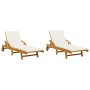 Loungers with table 2 units solid acacia wood by vidaXL, Loungers - Ref: Foro24-3206367, Price: 460,65 €, Discount: %