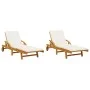 Tumbonas con mesa 2 unidades madera maciza de acacia de vidaXL, Tumbonas - Ref: Foro24-3206367, Precio: 486,17 €, Descuento: %