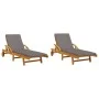 Sonnenliegen mit Kissen 2 Stück massives Akazienholz 200x68x83 cm von vidaXL, Liegen - Ref: Foro24-3206373, Preis: 492,40 €, ...