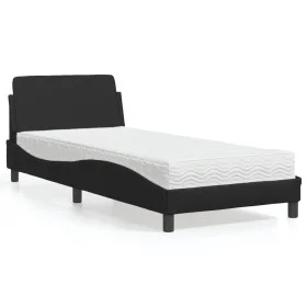 Bed with black synthetic leather mattress 90x190 cm by vidaXL, Beds and slatted bases - Ref: Foro24-3208317, Price: 228,71 €,...