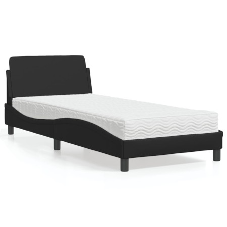 Bett mit schwarzer Kunstledermatratze 90x190 cm von vidaXL, Betten und Lattenroste - Ref: Foro24-3208317, Preis: 233,37 €, Ra...