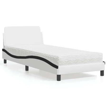 Bett mit schwarz-weißer Kunstledermatratze 90x200 cm von vidaXL, Betten und Lattenroste - Ref: Foro24-3208343, Preis: 237,79 ...