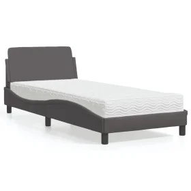 Bed with gray synthetic leather mattress 90x190 cm by vidaXL, Beds and slatted bases - Ref: Foro24-3208320, Price: 235,71 €, ...