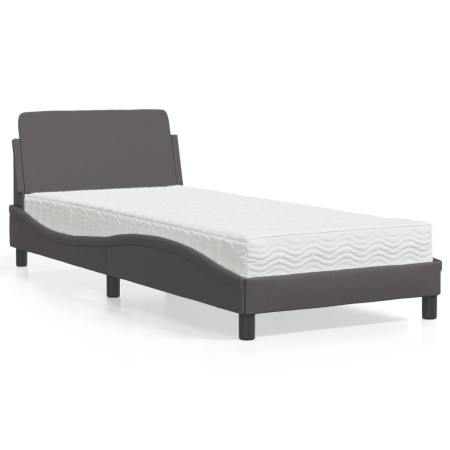 Bett mit grauer Kunstledermatratze 90x190 cm von vidaXL, Betten und Lattenroste - Ref: Foro24-3208320, Preis: 235,31 €, Rabat...