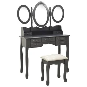 Schminktisch mit Hocker und dreifach klappbarem Spiegel grau von vidaXL, Schlafzimmerkommoden - Ref: Foro24-289329, Preis: 21...