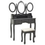 Dressing table with stool and foldable triple gray mirror by vidaXL, Bedroom Dressers - Ref: Foro24-289329, Price: 216,23 €, ...