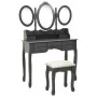 Schminktisch mit Hocker und dreifach klappbarem Spiegel grau von vidaXL, Schlafzimmerkommoden - Ref: Foro24-289329, Preis: 21...