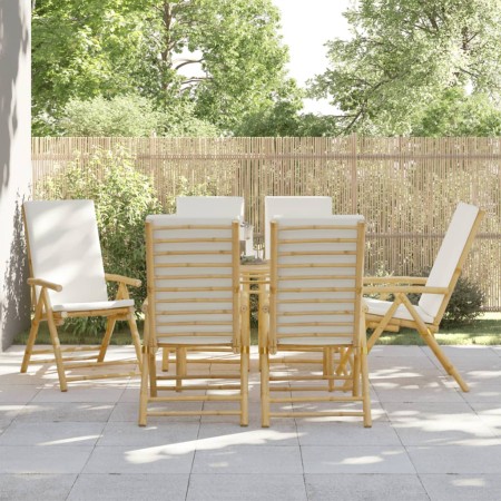 Klappbare Bistrostühle mit Kissen 6 Stück cremeweißer Bambus von vidaXL, Gartenstühle - Ref: Foro24-3208928, Preis: 621,58 €,...