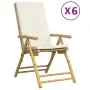 Klappbare Bistrostühle mit Kissen 6 Stück cremeweißer Bambus von vidaXL, Gartenstühle - Ref: Foro24-3208928, Preis: 630,00 €,...