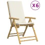 Klappbare Bistrostühle mit Kissen 6 Stück cremeweißer Bambus von vidaXL, Gartenstühle - Ref: Foro24-3208928, Preis: 621,58 €,...