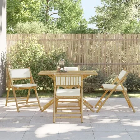 Klappbare Bistrostühle mit Kissen 4 Stück cremeweißer Bambus von vidaXL, Gartenstühle - Ref: Foro24-3208923, Preis: 252,58 €,...