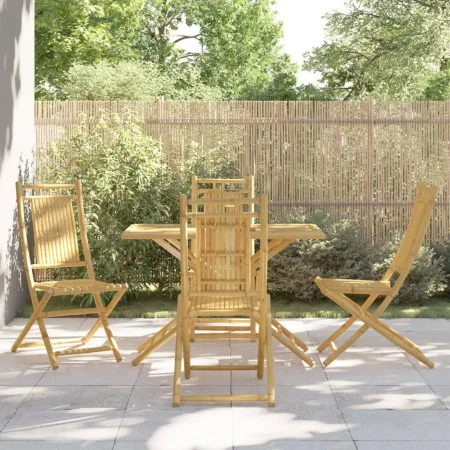 Juego de comedor de jardín 5 piezas bambú de vidaXL, Conjuntos de jardín - Ref: Foro24-3278528, Precio: 376,19 €, Descuento: %