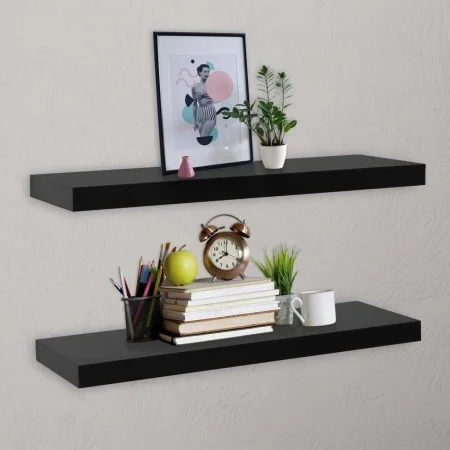 Floating wall shelves 2 units black 100x20x3.8 cm by vidaXL, Shelves and shelves - Ref: Foro24-288203, Price: 55,07 €, Discou...