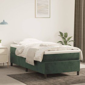 Estructura de cama sin colchón terciopelo verde oscuro 90x190cm Estructura de cama sin colchón terciopelo verde oscuro 90x190cm