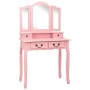 Pink paulownia wood dressing table and stool set 80x69x141 cm by vidaXL, Bedroom Dressers - Ref: Foro24-289319, Price: 159,89...